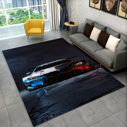 3D E36 Racing Car Motorcycle Rug Carpet for Living Room Bedroom Decor,kids Play Non-slip Decoration for Sofa Doormat Gift