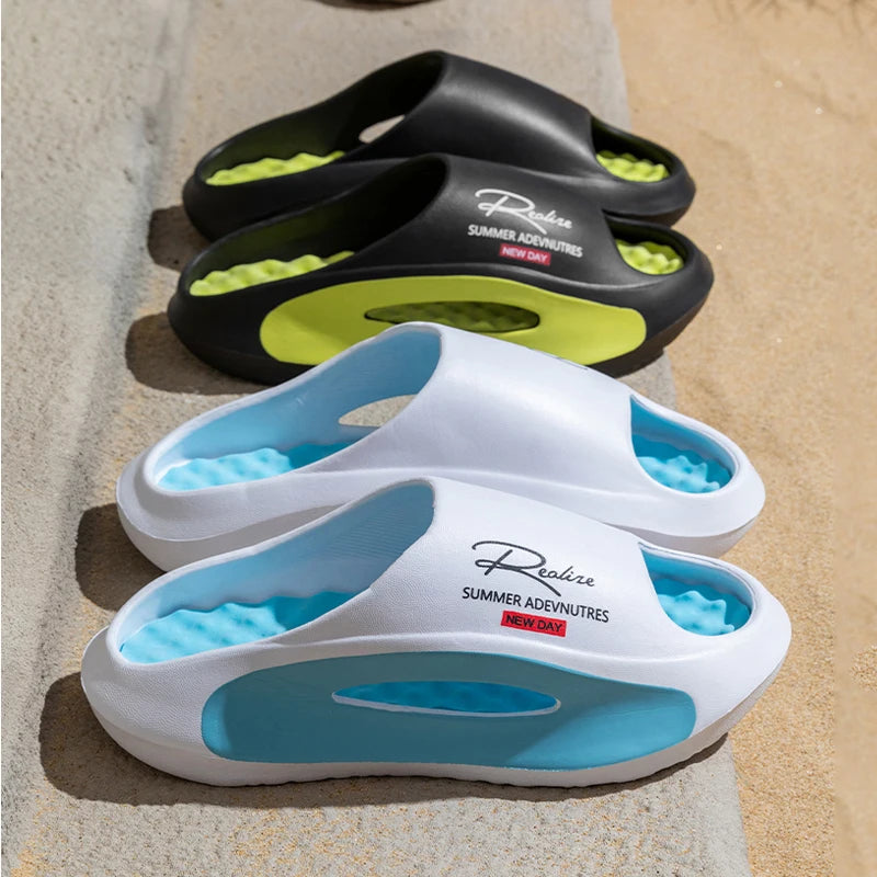 Summer Men's Massage Slippers Indoor Outdoor Sandals Beach Men Casual Shoes Soft Slides Flip-flops Men Women Home Slippers