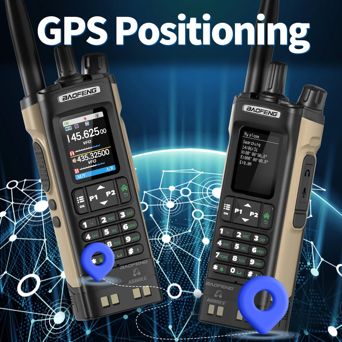 BAOFENG UV-32 Walkie Talkie GPS Multi Band 10W Bluetooth Wireless Programming Copy Frequency 1000CH Long Range Ham Two Way Radio
