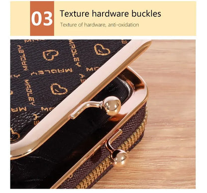 New Wallet Women's Wrist Strap Short Old Flower Zero Wallet Large Capacity Coin Clip Bag Letter Multi Card Card Bag Money Clip