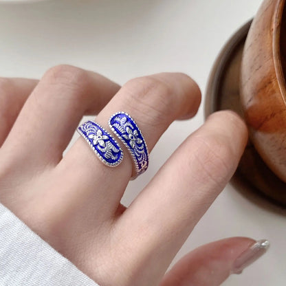 PANJBJ 925 Sterling Silver Golden Flower Rings For Women Drip Glaze Plant Irregular Adjustable Sweet Jewelry Gift Dropshipping