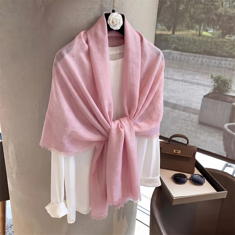 New Long Scarf Women Cotton Scarf Beach Hijab Shawls and Wraps 2026 Luxury Brand Solid Color  Echarpe Designer