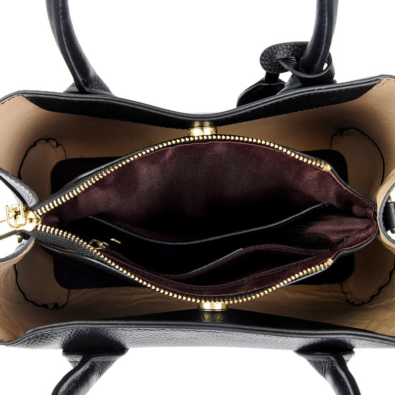 Genuine Leather Large Capacity 3 Layers Women Totes Designer Ladies Shoulder Crossbody Bags Fashion Female Handbags Sac A Main