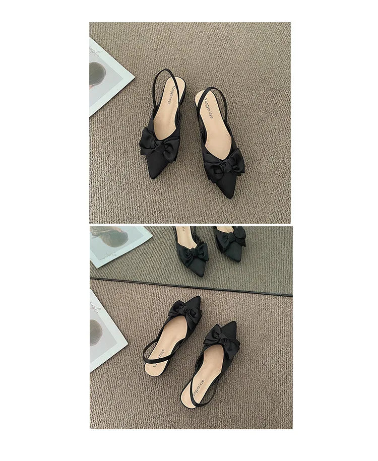 maogu Bow Polka Dot Pointed Toe Stiletto Sandals Luxury Sandals Women Designers Elegant Party Sandal 2023 Fashion Women Shoes 39