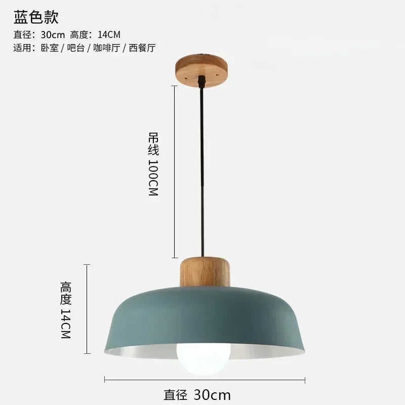 Nordic Wood Aluminum Pendant Lights Modern Hanging Lamps Kitchen Living Room Chandelier Lighting E27 LED Loft Lampara De Techo