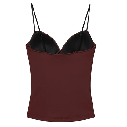 HXAO Woman Tops Corset Crop Top Women Sleeveless Black Brown Top With Straps Camisole Bodycon Backless Sexy Tops Bustier