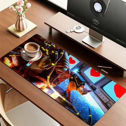 S-Stray Cat Adventure Game Mouse Pad Anti Slip Rubber Edge Locked Thickened Laptop Gaming Desk Mat
