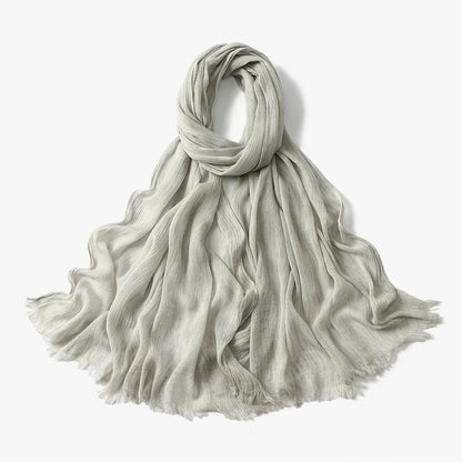 Fashion Crinkle Cotton Royan Hijab Scarf for Muslim Women Islamic Long Soft Shawls Wraps Short Tassel Bufanda Accessories