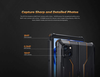 Oukitel RT3 PRO 5150mAh Battery 8"HD Display Tablet 13.9mm Ultra-Slim Profile IP68 &IP69K & MIL-STD-810H, 16(4+12)GB +128GB