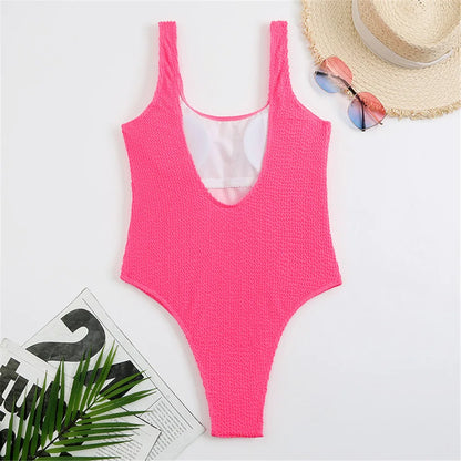 2026 Sexy Women One Piece Swimsuit Swimwear Female Solid Push Up Thong Bather Bathing Suit Monokini Brazilian Swimming Suits