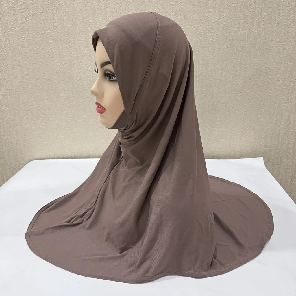 H302 Teenage girls Plain muslim hijab with chin part top quality amira pull on islamic scarf hot sell headscarf ramadan pray hat