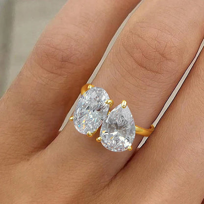 925 Sterling Silver Simplicity Classic Zircon Water Drop Ring For Women Engagement Wedding Luxury High Quality Fine Jewelry