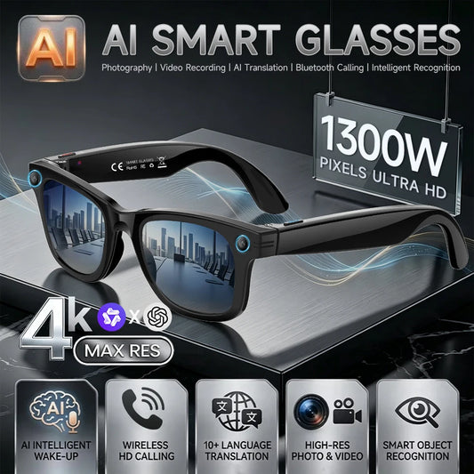 LIGE 4K 13MP Smart Glasses 2026 Men HD Camera AI Translation Chat WIFI Video Recording Bluetooth Call Audio Men Women Sunglasses