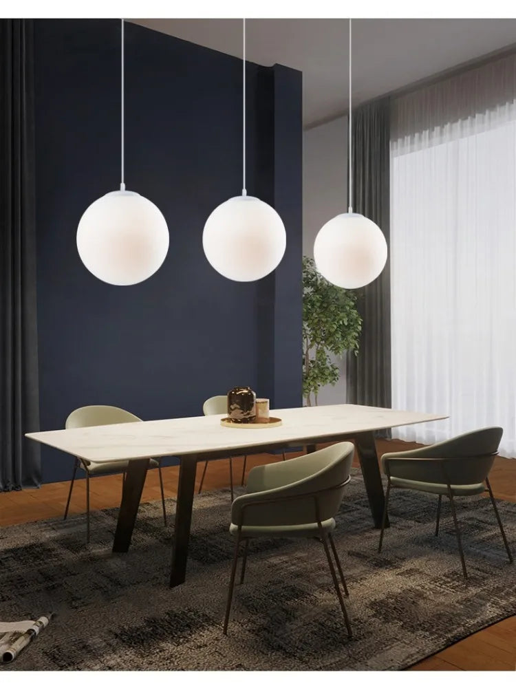 Black White Golden Ball Chandelier Lights Glass Frosted Lampshade Restaurant Bar Kitchen Hanging Lamps G9 E27 Indoor Lighting