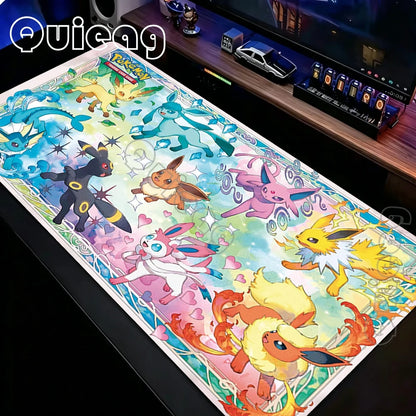 XXL Japan Anime Gamer Mouse Pad E-eevee Cabinet Kawaii Tablepad Pokemon Keyboard Rug Laptop PC Gaming Rubber Extended DeskMats