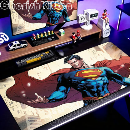 PC Office Speed Gamer Keyboard Mousepad Anime S-Superman Mouse Pad Laptop Gaming Accessories XXL Desk Mat 90x40 Non-slip Carpet