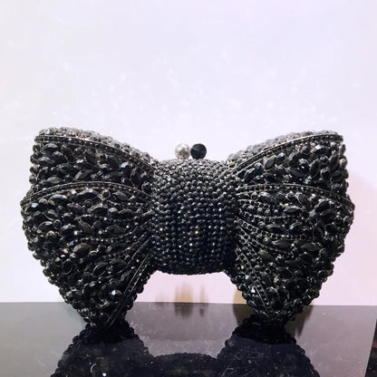 Newest Rhinestone Green/Black Clutch Purse Bow Luxury Diamond Women Red Evening Clutches Bags Wedding Bridal Bag Stones Handbags
