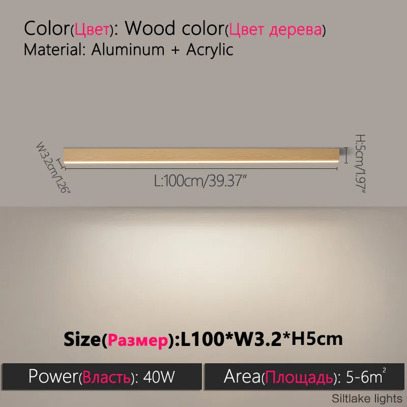 Modern Long Strip Ceiling Light Surface Mounted Minimalist Aisle Lamp Living Room Bedroom Kitchen Home Office LED Lighting