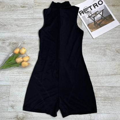 Summer Women's Sexy Backless Zipper Tank Rompers Top Bodycon One Piece Gym Sports Fitness Sleeveless Bodysuit Short Jumpsuits