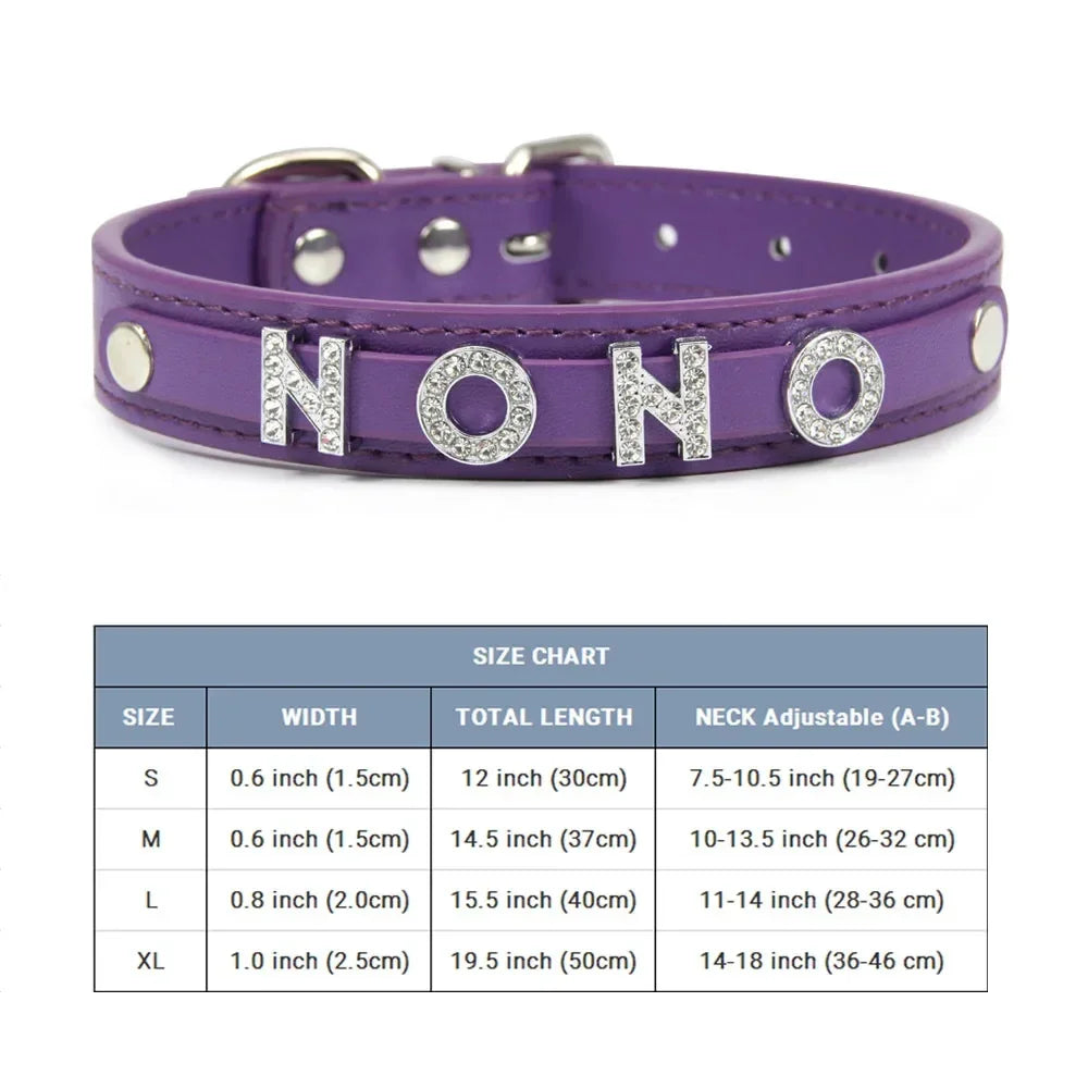 (Free Bling Rhinestone Letter)Custom Pet Cat Dog Collar Leather Puppy Collars For Small Medium Dogs Target Personalized Id Name