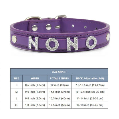 (Free Bling Rhinestone Letter)Custom Pet Cat Dog Collar Leather Puppy Collars For Small Medium Dogs Target Personalized Id Name