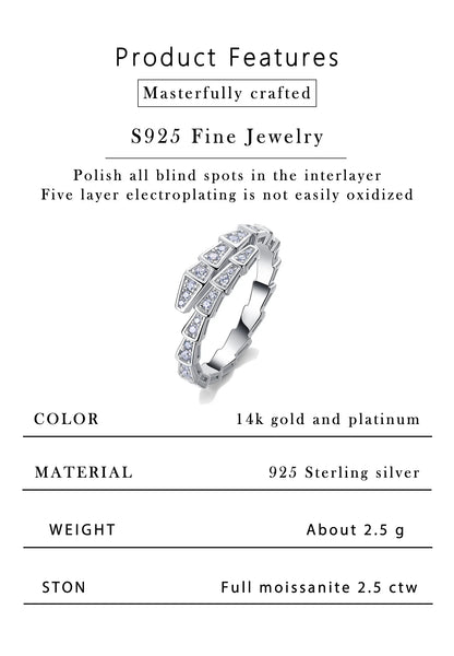 0.37CTW Luxury S925 Silver Moissanite Ring for Women Stackable Eternity Band Engagement Jewelry