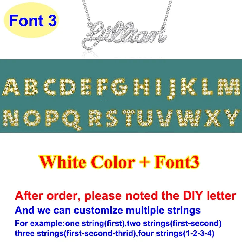 DIY A-Z Letter Name Full Moissanite Diamond Necklace for Women 925 Sterling Silver Plated 18k Gold Women's Moissanite Chain Gift