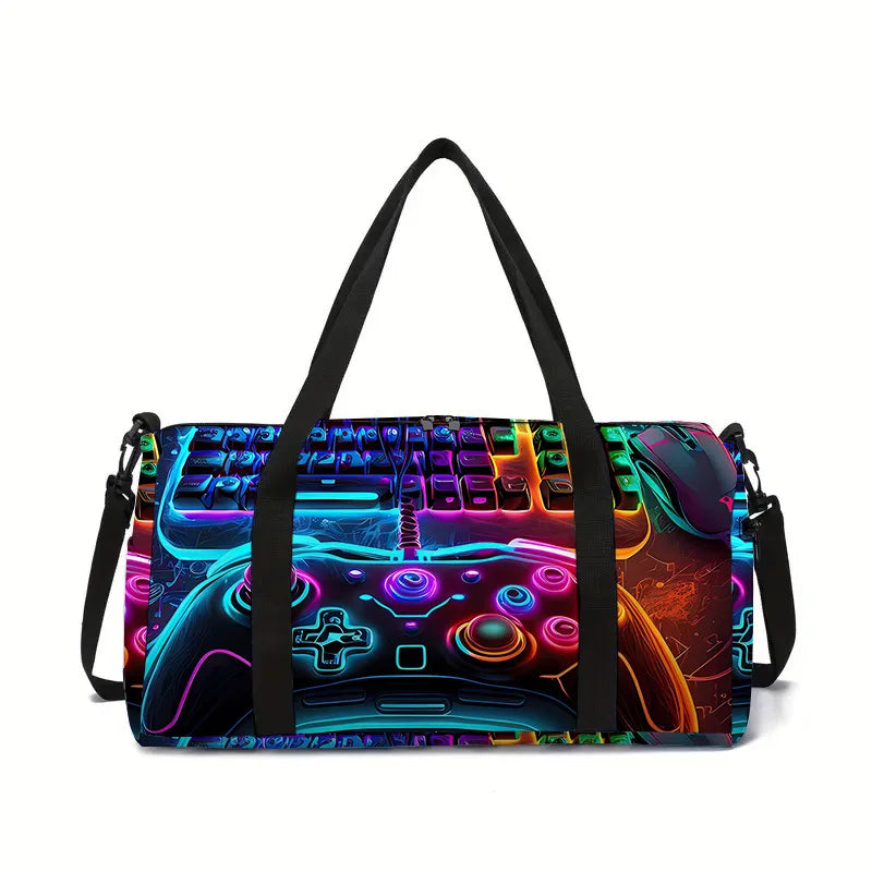 Classic Popular game controller 3D Print Large Capacity Travel Bags Barrel Shape Crossbody Bag Outdoor Sports Bags Gym Yoga Bag