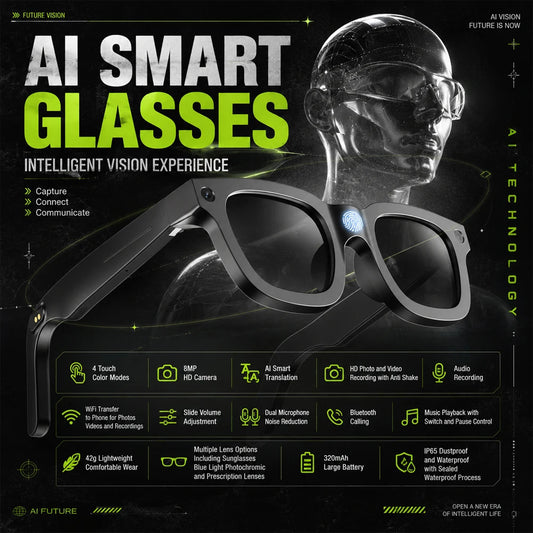 2026 Smart Glasses With AI Voice Assistant AI Voice Wake Up AI Photo Recognition New Intelligent Q&A Interactive Eyewear