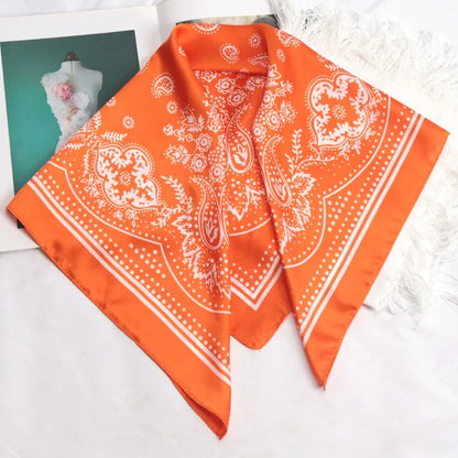Versatile Women Professional Neck Scarf 70cm Black Paisley Printed Hip Hop Bandana Square Scarf Headwear Hairwrap