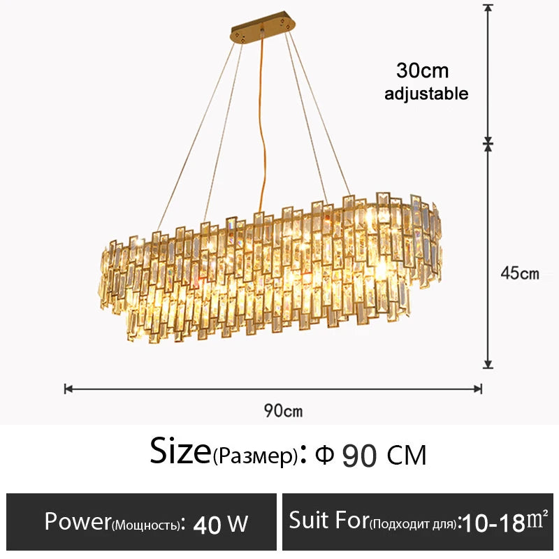 Luxury Dining Living Room Chandelier Modern Round Ceiling Pendant Lights Interior Decoration Golde Crystal Led Ceiling Light