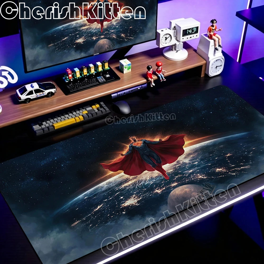 PC Office Speed Gamer Keyboard Mousepad Anime S-Superman Mouse Pad Laptop Gaming Accessories XXL Desk Mat 90x40 Non-slip Carpet