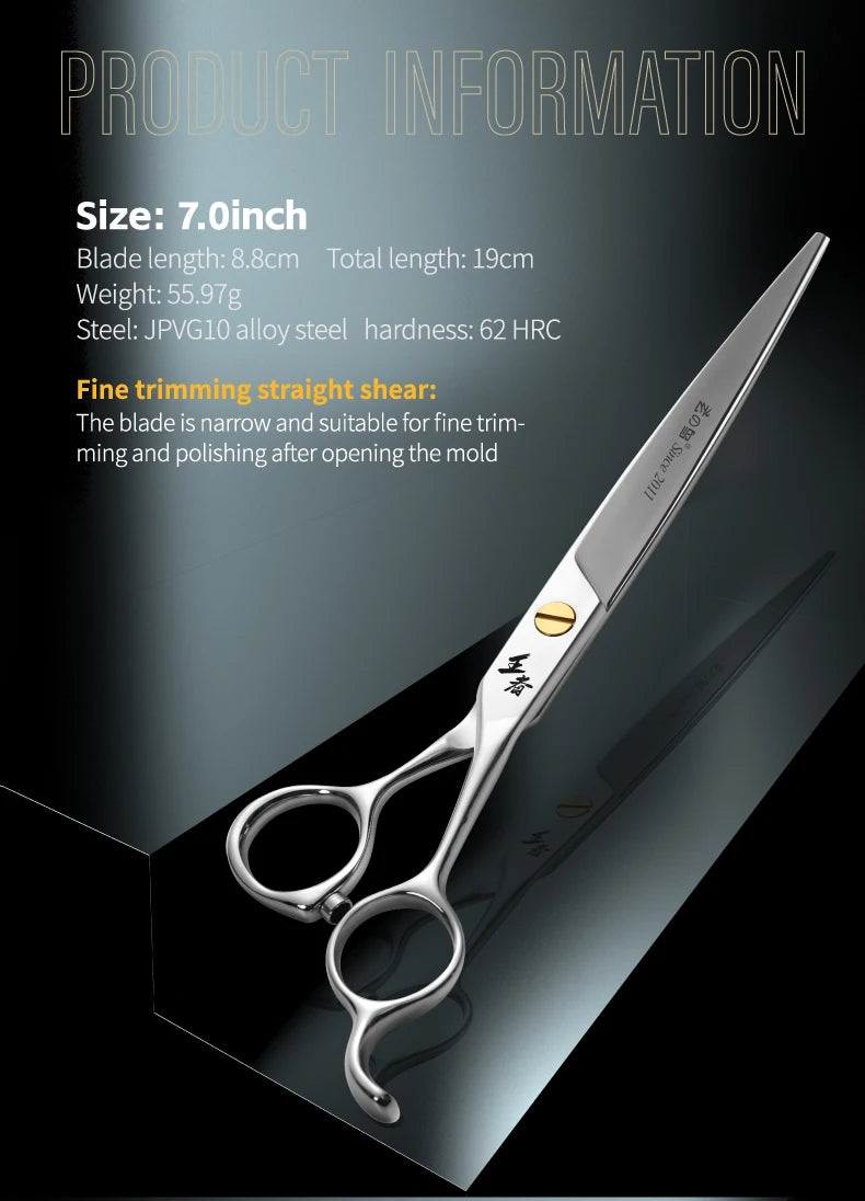 Fenice King Series VG10 Steel 7/7.5/8 Inch Professional Pet Dogs Grooming Scissors Straight Curved Thinnier Chunker Shears Tools