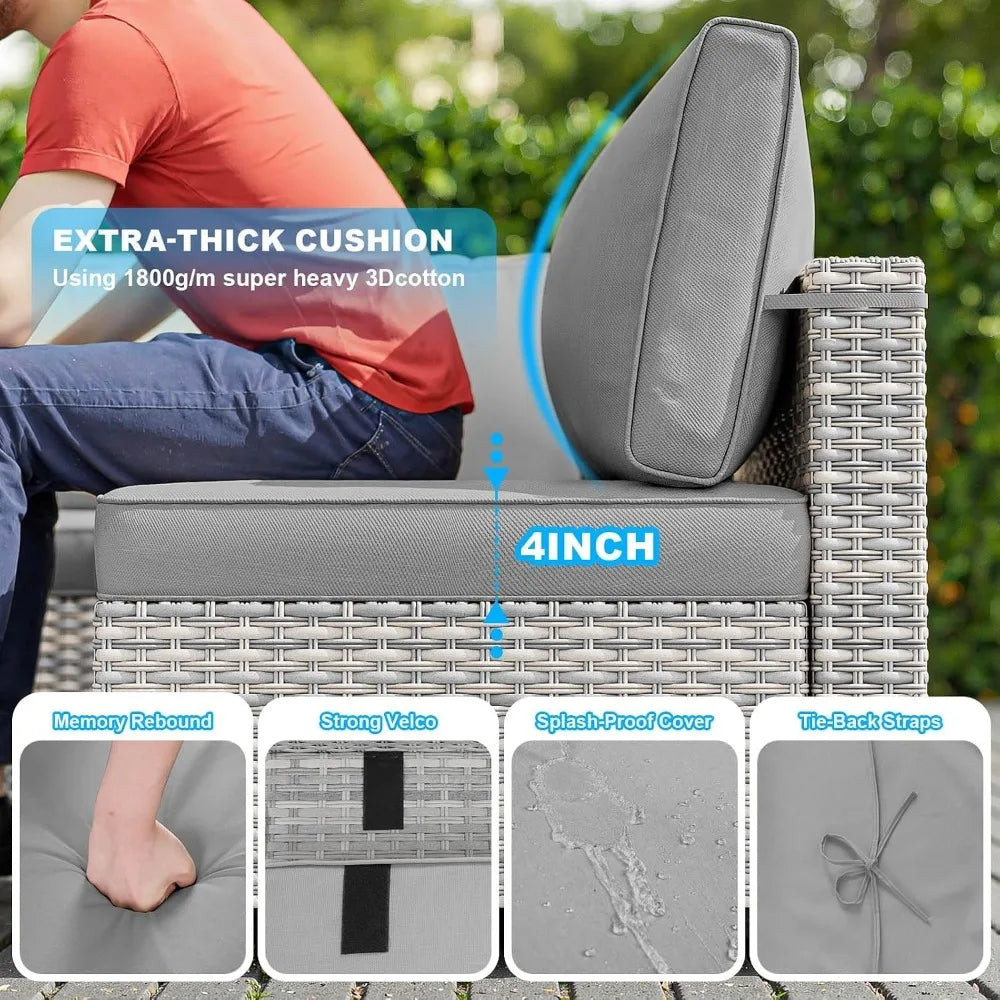 Outdoor PE Wicker Modular Patio Sectional Sofa Set