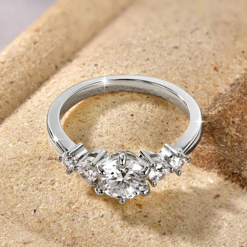 IOGOU 14K Gold Filled 1.0CT 6.5MM D Moissanite Diamond Rings Wedding Engagement Finger Band for Women Exquisite Promise Jewelry