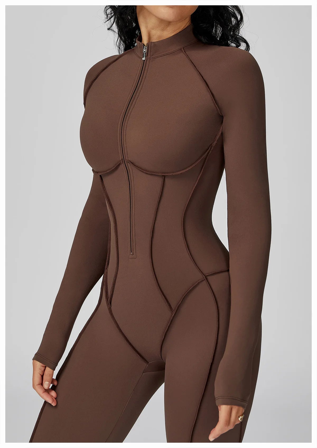 Sexy Rompers Workout Zipper Jumpsuit Long Sleeves Sports Bodysuits Women Gym Running Fitness Suits Gym Tracksuit Sportswear