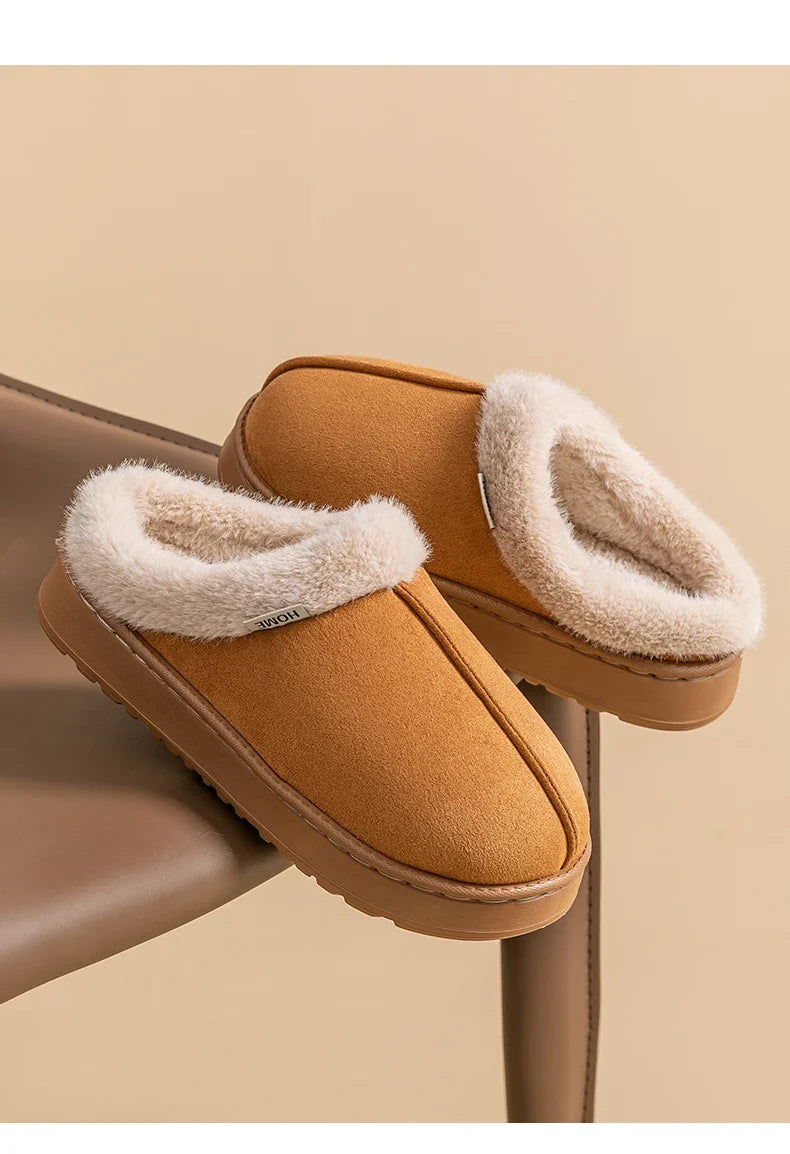 Women Fluffy Slippers for Autumn Winter Indoor EVA Thick Sole Anti-Slip Warm Unisex House Shoes
