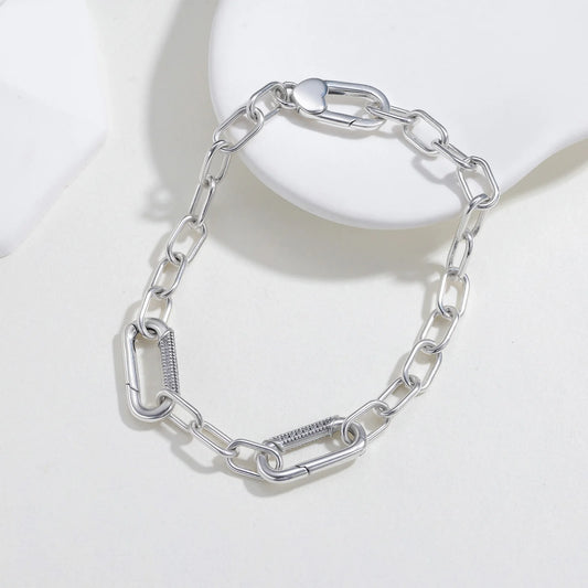 New Bracelet 925 Sterling Silver Diamond Clasp Me Bracelet Charm Beaded Women DIY Jewelry Make Holiday Hot Gifts