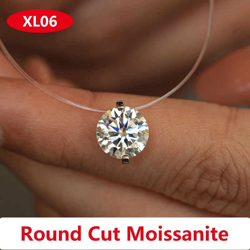 Moissanite Transparent Fishing Line for Women Mermaid Tears Necklace Creative Women's Moissanite Diamond Clavicle Chain