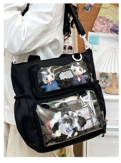 Y2K Japanese Preppy Style Shoulder Crossbody Bag New Nylon School Bags for Teenage Girls Transparent Itabag Backpacks Ita Bag