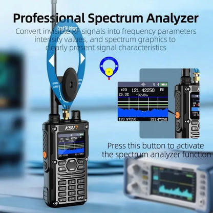 KSUT Ham Radio Walkie Talkie Handheld HF SSB CB Two Way Radios Screen with Short Wave Antenna for Hiking Camping HF123D