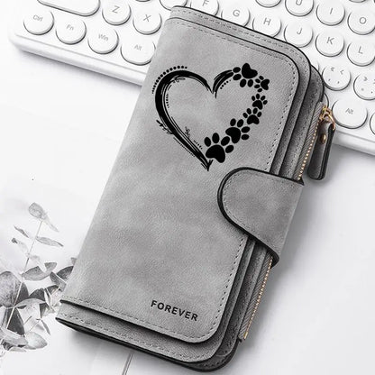 Heart-Shaped Animal Paw Butterfly Print Design Women Wallets Card Coin Wallet for Girls Purse ID Wallets Female Coin Purse Gift