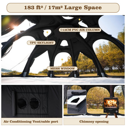 Coody Dome Air Tent Black Classic Geodesic Inflatable Shelter Outdoor Camping Family Dome Canopy Tent