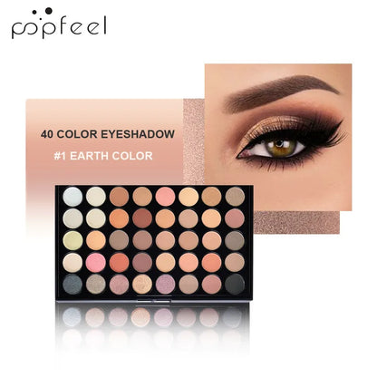 POPFEEL Professional Eye Makeup Set: Eyeshadow Palette, Eyeliner, Brow Pencil, Mascara +8 Makeup Brushes - Perfect for Beginners