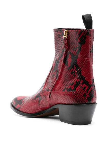 Snake Pattern Chelsea Boots Designer Side Zipper High-Top Men's Boots British Style Trendy Handmade Height Increased Men Boots