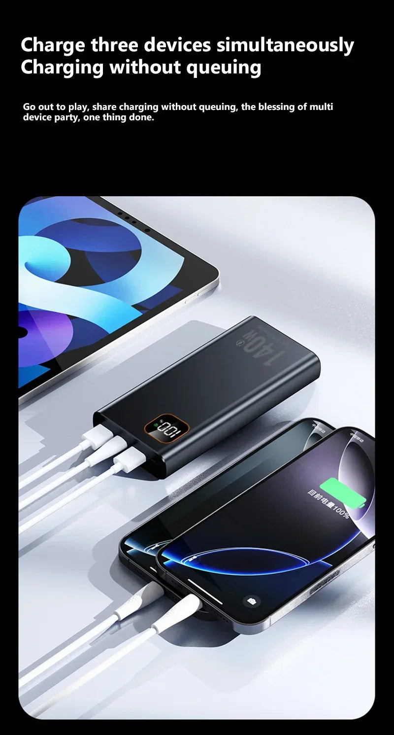 Lenovo 140W Super Fast Charging 2026 Ultra Capacity CCC Portable Charger Power Bank For IPhone Samsung 500000mAh