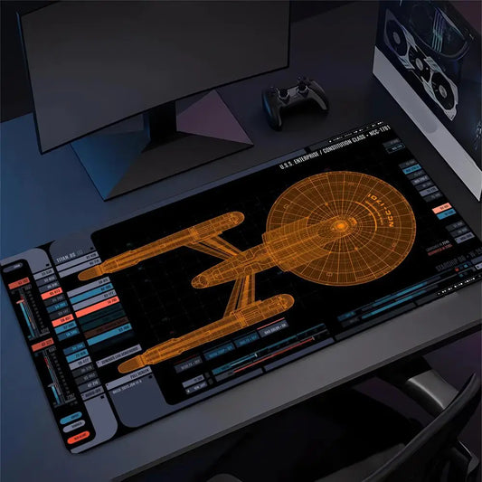 Spaceship Design XXL Gaming Mouse Pad, Non-slip Stitched Edge Desk Mat, Keyboard Mat, Computer Accessories for PC Gamers,100x50