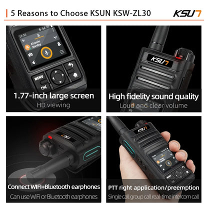 ZL30 Blue Tooth Ptt Poc 4G Network Walkie Talkie Android Handy Talkie 100 Km Range Long Range Radio Compatible With Zello App