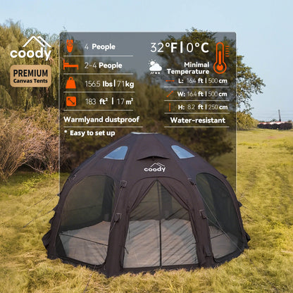 Classic Waterproof Geodesic Coody Dome Beige Inflatable Tent Family Outdoor Glamping Canopy Air House Tent