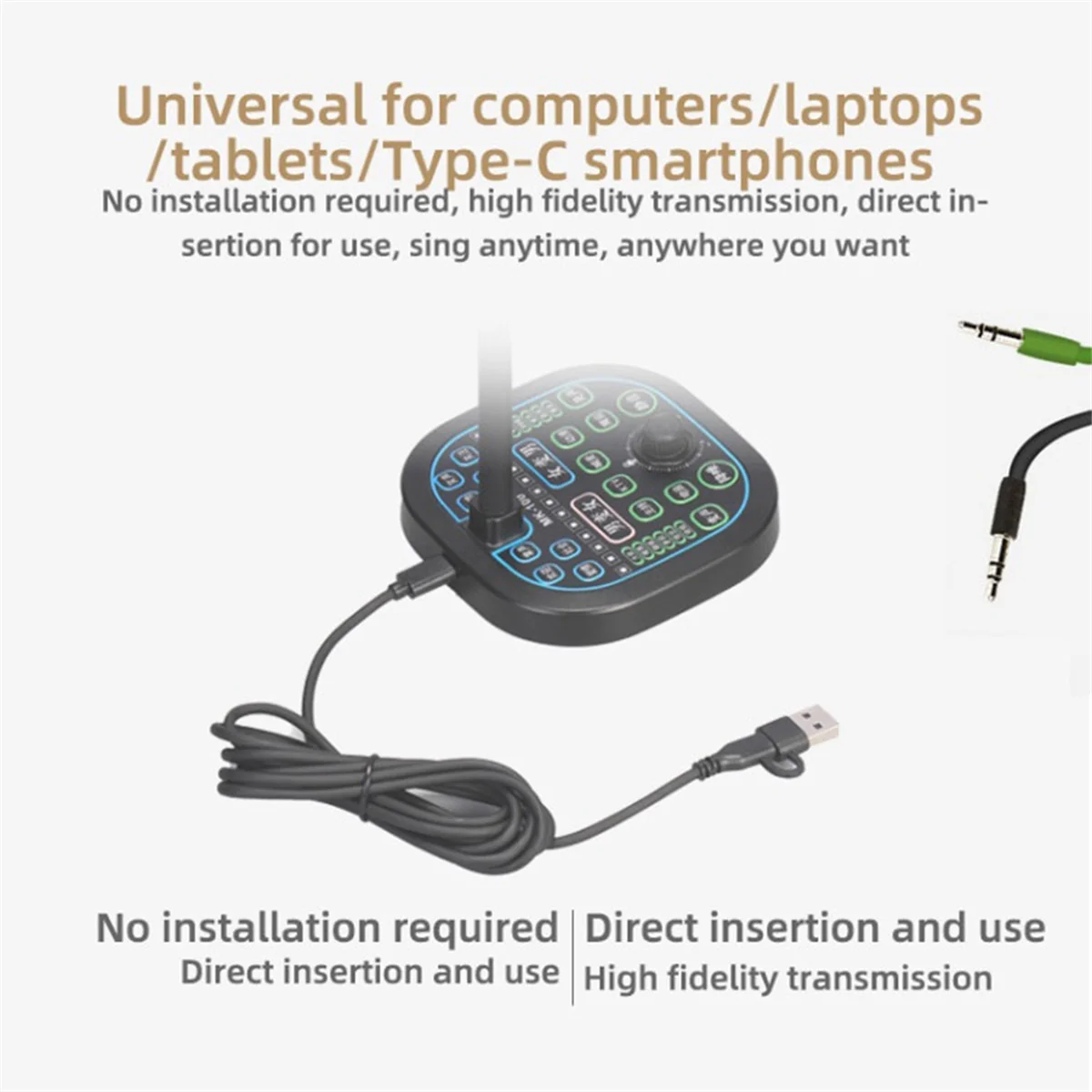 New MK100 Voice Changer,Live Voice Card Voice Changer, Handheld Microphone Voice Changer Sound Card Voice Changer